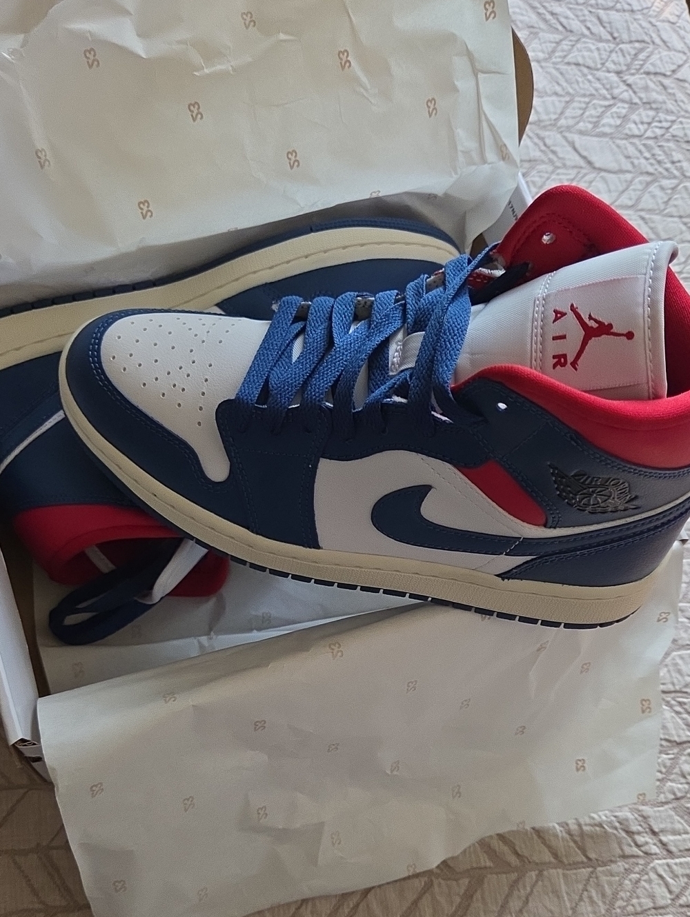 Air Jordan 1 WMNS— White/Blue/Red  Sneaker